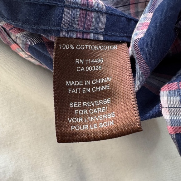 LINCS DC&Co Men's Lightweight Long Sleeve Button Up Shirt Navy/Pink Size X-Large - Picture 11 of 14